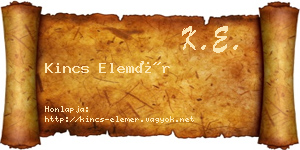 Kincs Elemér névjegykártya
